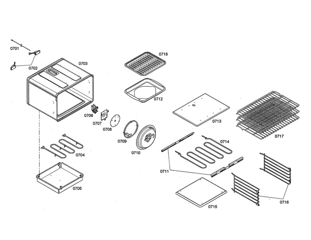 Heat Elements/Racks Diagram and Parts List for PDR364GDZS 04 Thermador Range