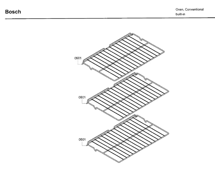 Rack Diagram and Parts List for HBL3450UC 10 Bosch Wall Oven