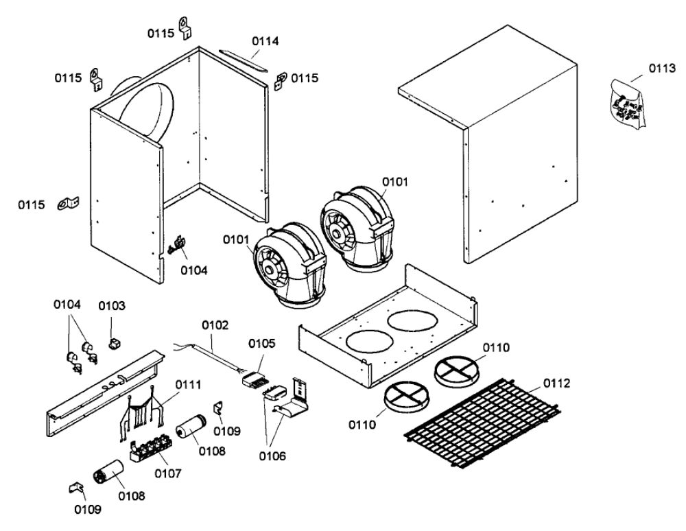 Range Hood Diagram and Parts List for VTR1330E-01  Thermador Bath & Ventilation Fan