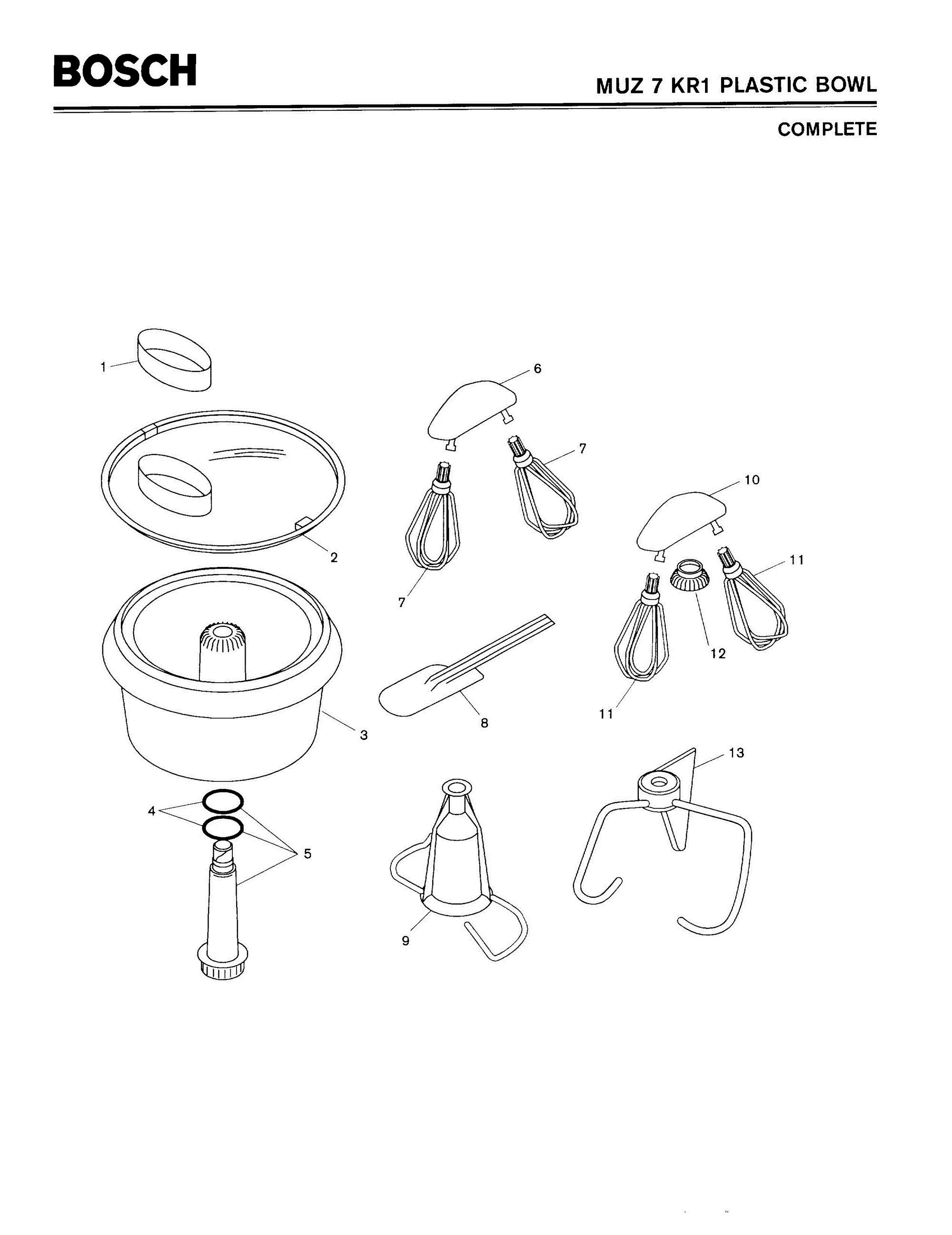 01 - COMPLETE Diagram and Parts List for MUZ7KR1  Bosch Mixer