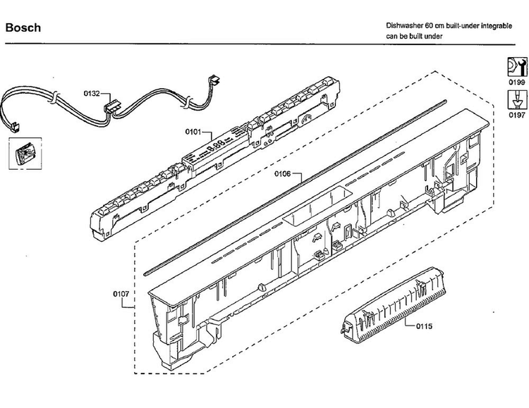 Control Panel Diagram and Parts List for SHP68T55UC 09 Bosch Dishwasher