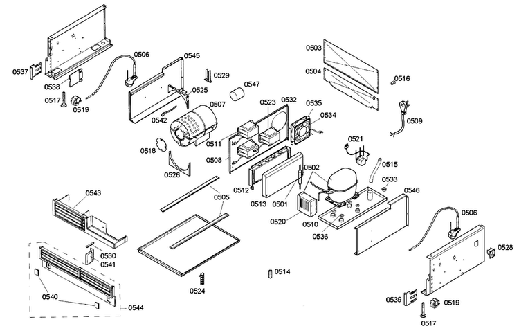 Compressor Diagram and Parts List for T24IR70NSP 27 Thermador Refrigerator