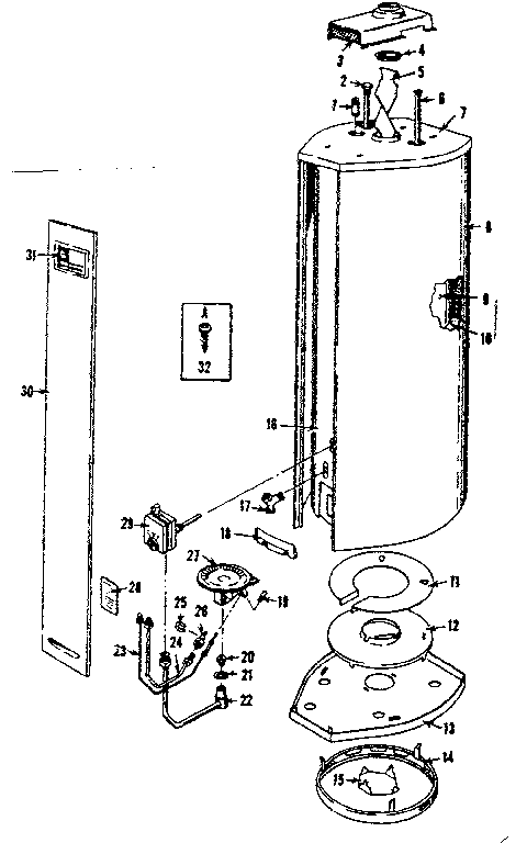 Replacement Parts Diagram and Parts List for 153337450  Kenmore Water Heater