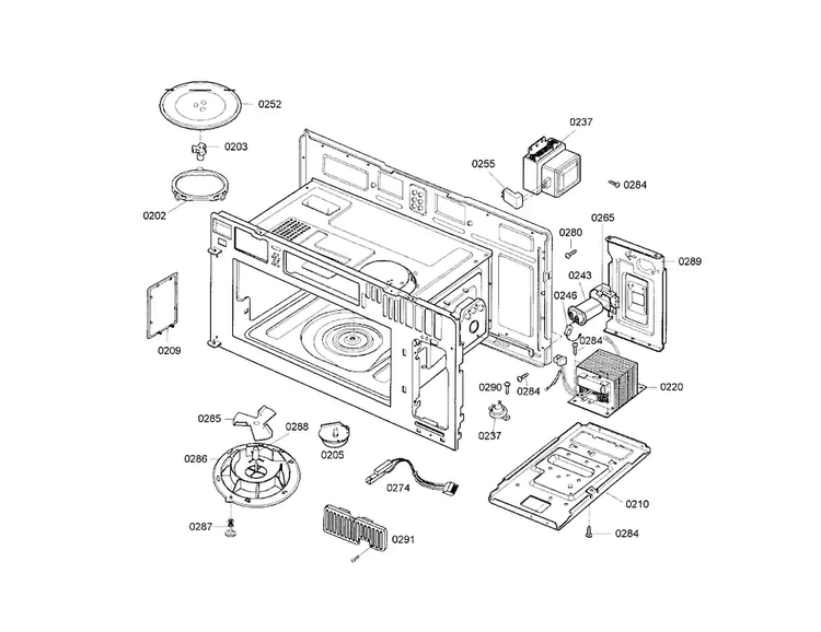 Transformer/plate Diagram and Parts List for HMV9303 01 Bosch Microwave