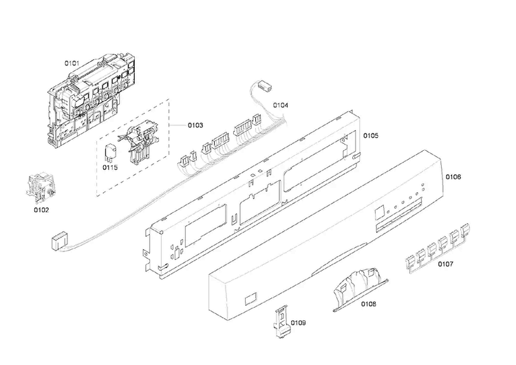 Control Panel Diagram and Parts List for SHE45M06UC 52 Bosch Dishwasher