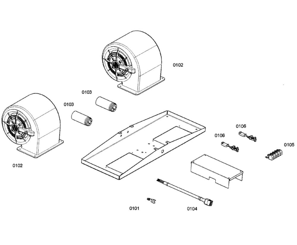 Range Hood Diagram and Parts List for VTN1030C 01 Thermador Bath & Ventilation Fan