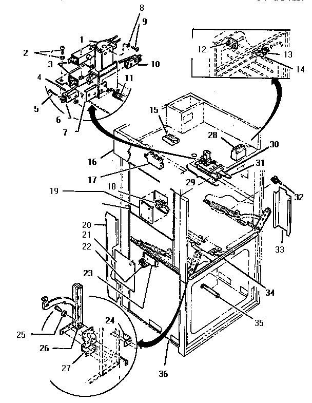 Switches & Additional Parts Diagram and Parts List for CMT231  Thermador Microwave