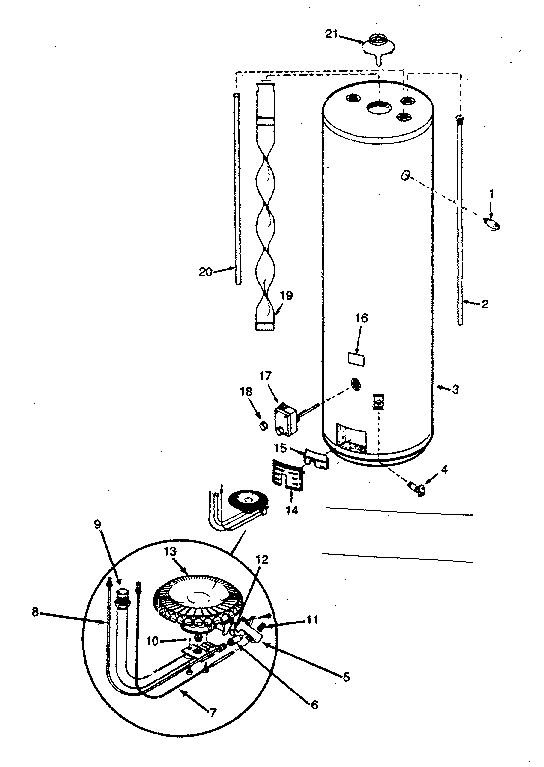 Replacement Parts Diagram and Parts List for 153334573  Kenmore Water Heater