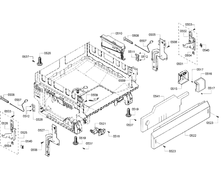 Base Section Diagram and Parts List for SHX3AR72UC 21 Bosch Dishwasher