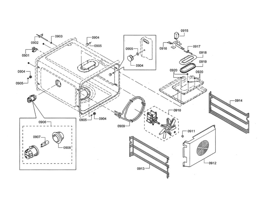 Fan/Lamp/Rack Support Diagram and Parts List for PRD48JDSGU 10 Thermador Range