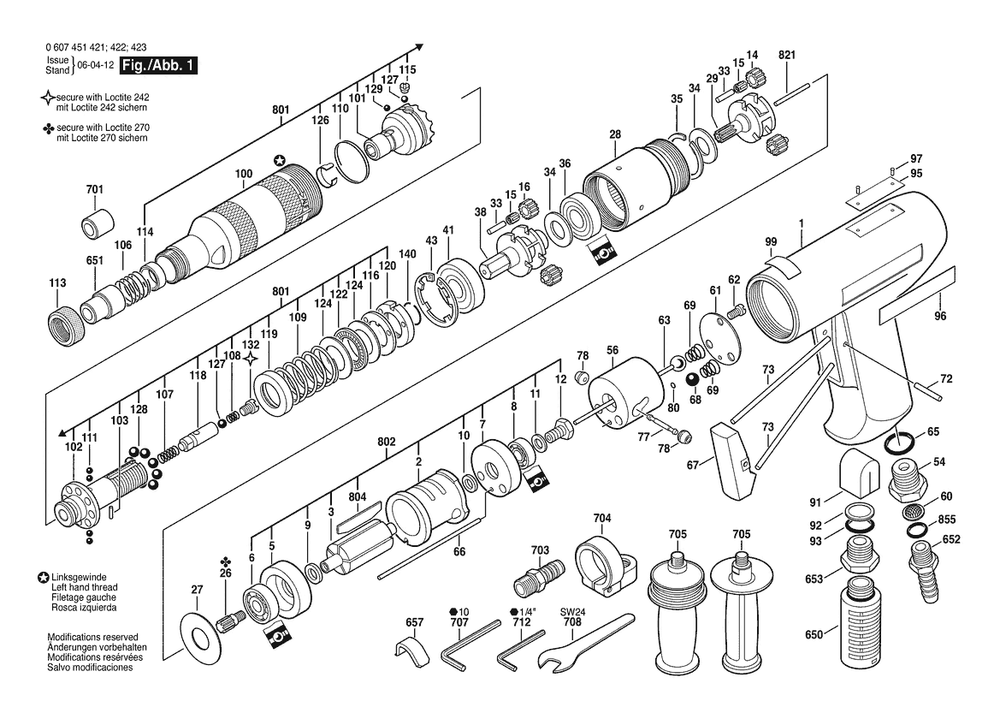 Section 1 Diagram and Parts List for 0607451421  Bosch Screwdriver