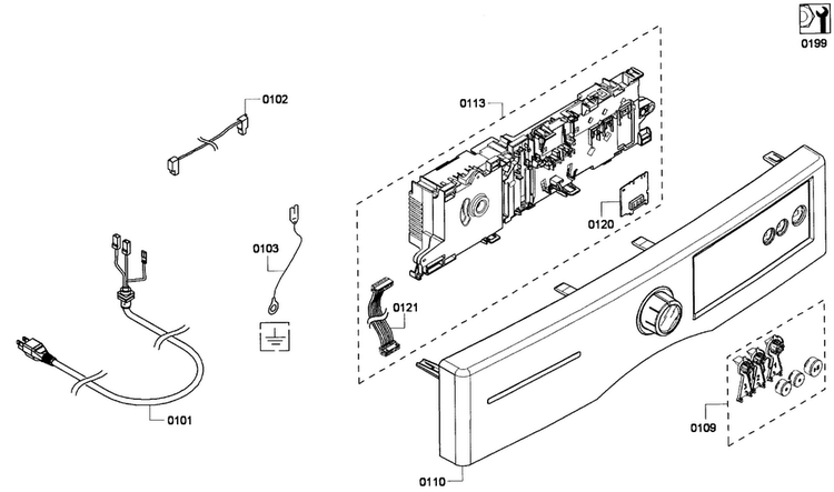 Control Panel Diagram and Parts List for WTVC553AUC 09 Bosch Dryer