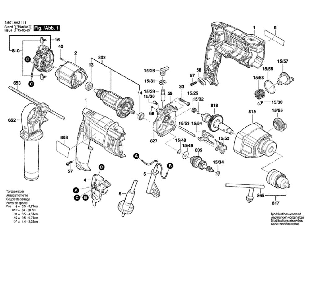 Drill Diagram and Parts List for HD18-2  Bosch Hammer