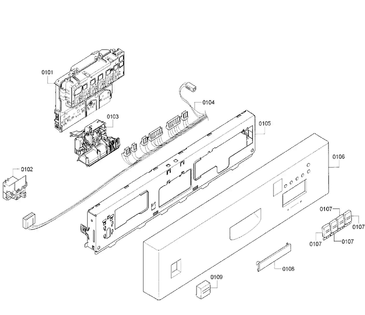Control Panel Diagram and Parts List for SHU43C02UC 47 Bosch Dishwasher