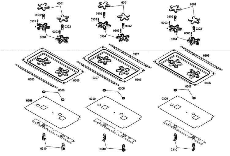 Burner Assy Diagram and Parts List for PRG366EH01  Thermador Range