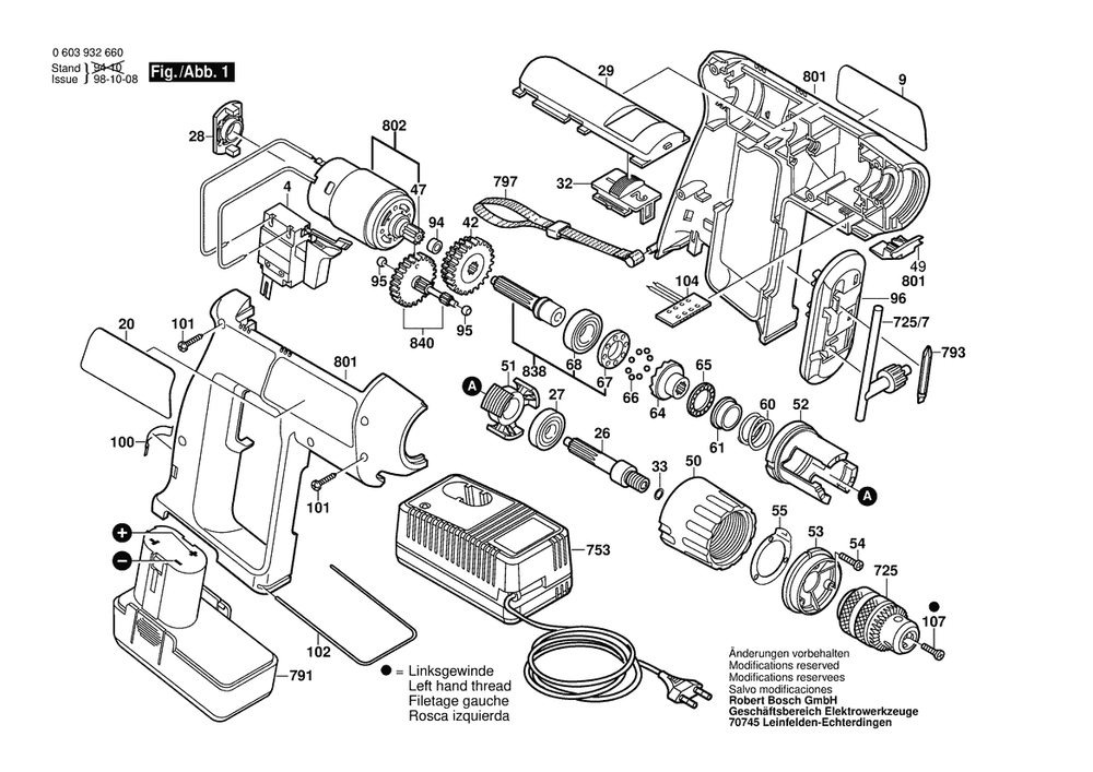 Section 1 Diagram and Parts List for 0603932670  Bosch Screwdriver
