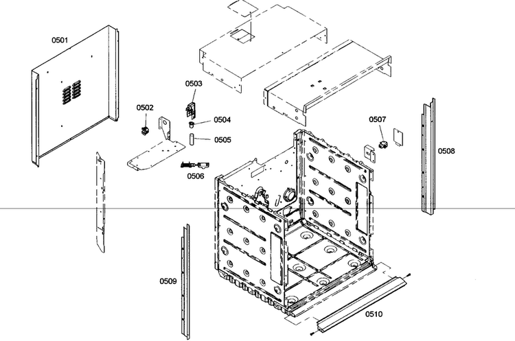 Outside Parts Diagram and Parts List for ME271ES01  Thermador Wall Oven
