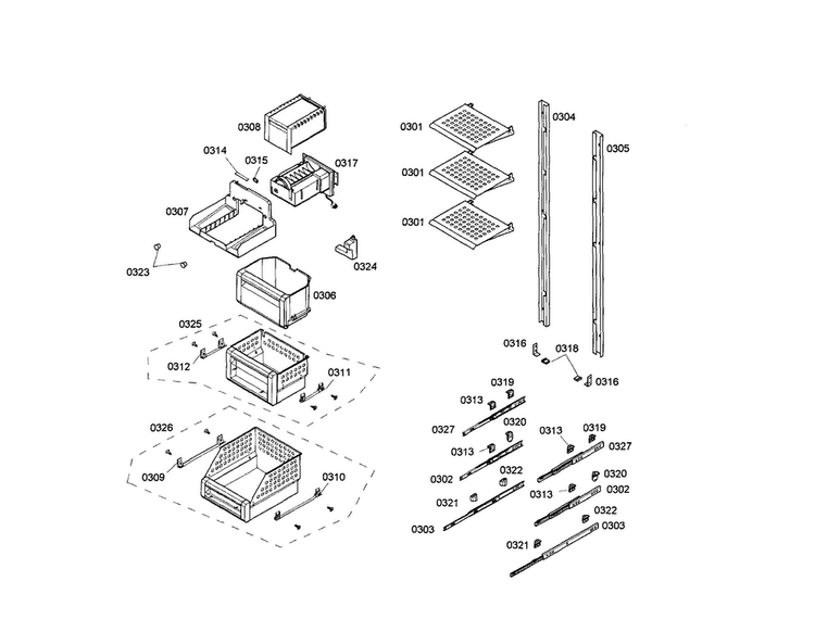 Icemaker Diagram and Parts List for T18IF70FSS-01  Thermador Freezer