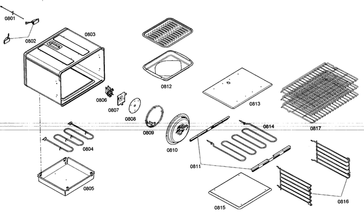 Large Oven Diagram and Parts List for PRD486ELG01  Thermador Range