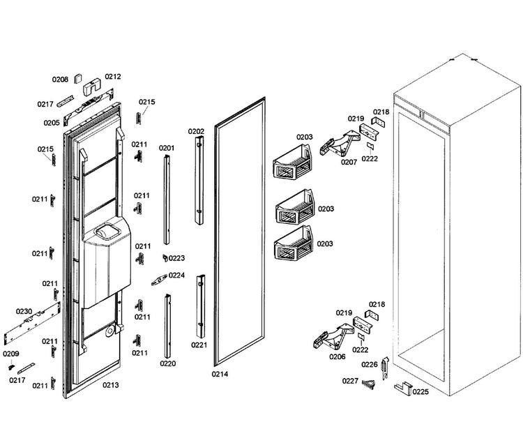 Door Assy Diagram and Parts List for T24ID80NRP 41 Thermador Freezer