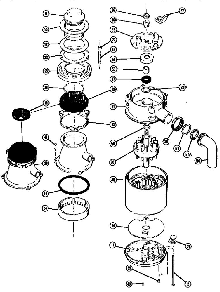 Unit Parts Diagram and Parts List for 1000  Thermador Food Waste Disposer