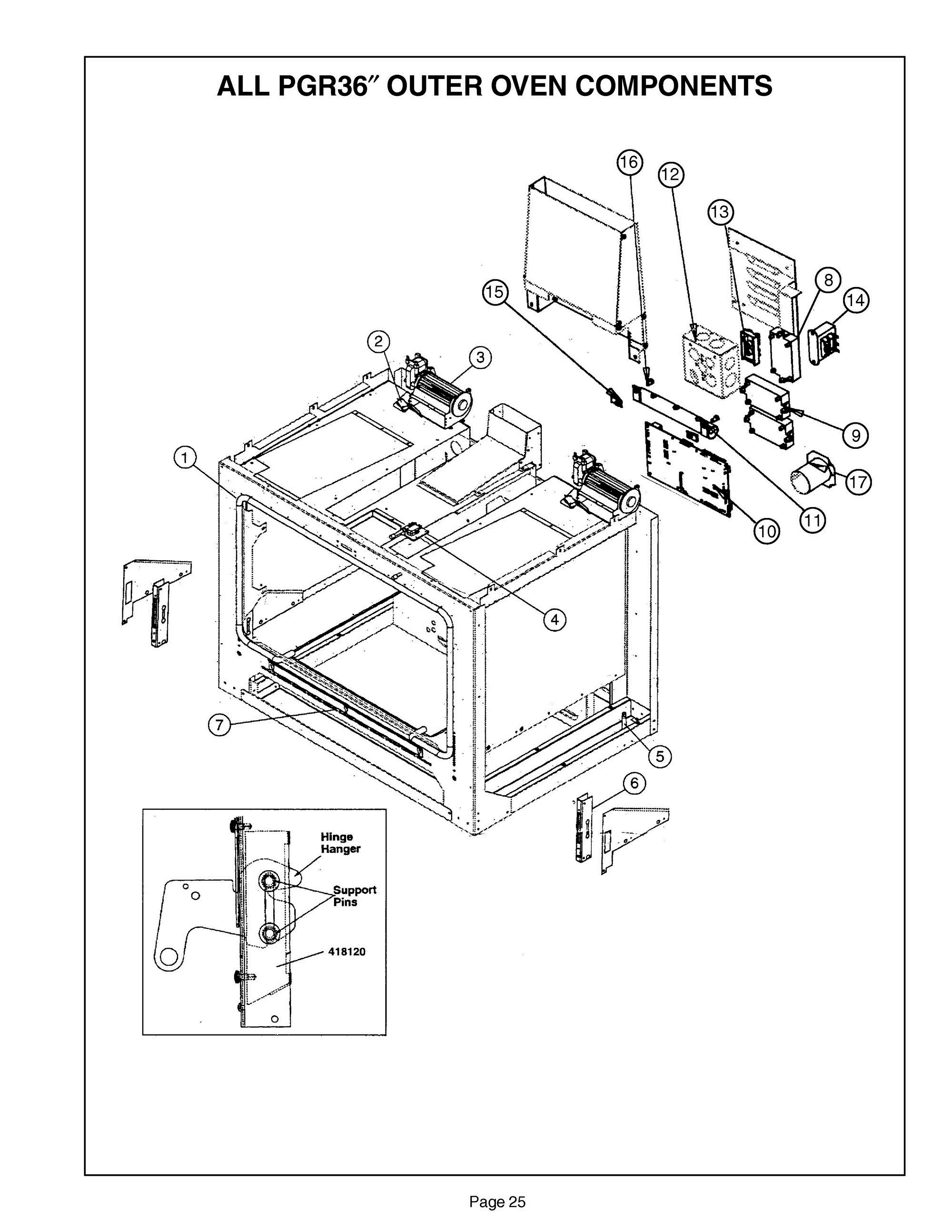 24 - OUTER OVEN Diagram and Parts List for PGR366ZS  Bosch Range