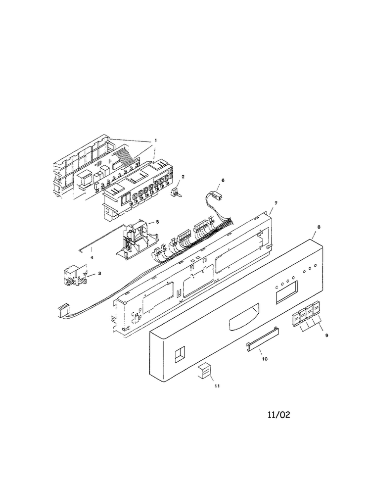 Fascia Panel Diagram and Parts List for SHU4316UC 06 Bosch Dishwasher