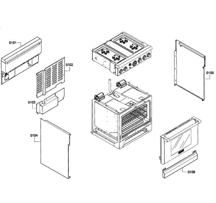 Main Assy Diagram and Parts List for PRD304EG 10 Thermador Range