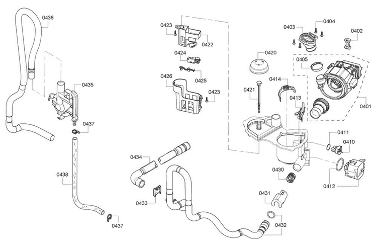 Pump Asy Diagram and Parts List for SHE4AP06UC 05 Bosch Dishwasher