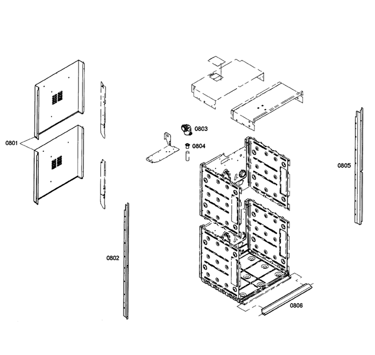 Cabinet Assy Diagram and Parts List for HBN5650UC 01 Bosch Wall Oven
