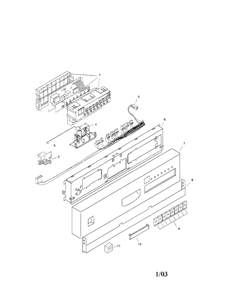 Fascia Panel Diagram and Parts List for SHI6805UC 12 Bosch Dishwasher