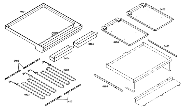 Griddle Plate Diagram and Parts List for PCD484EE01  Thermador Cooktop