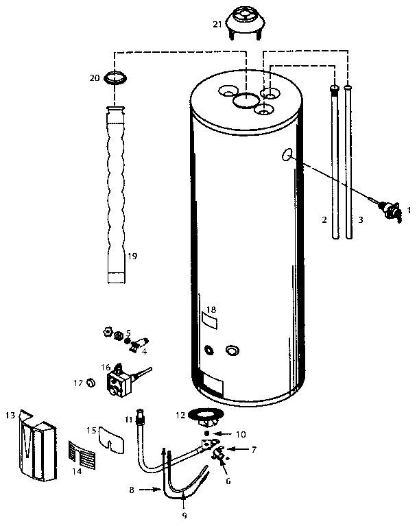 Replacement Parts Diagram and Parts List for 153334263  Kenmore Water Heater