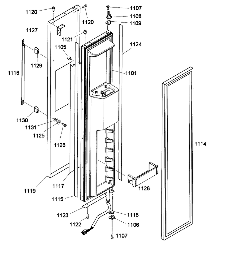 Left Door Diagram and Parts List for KBUDT4255E 03 Thermador Refrigerator