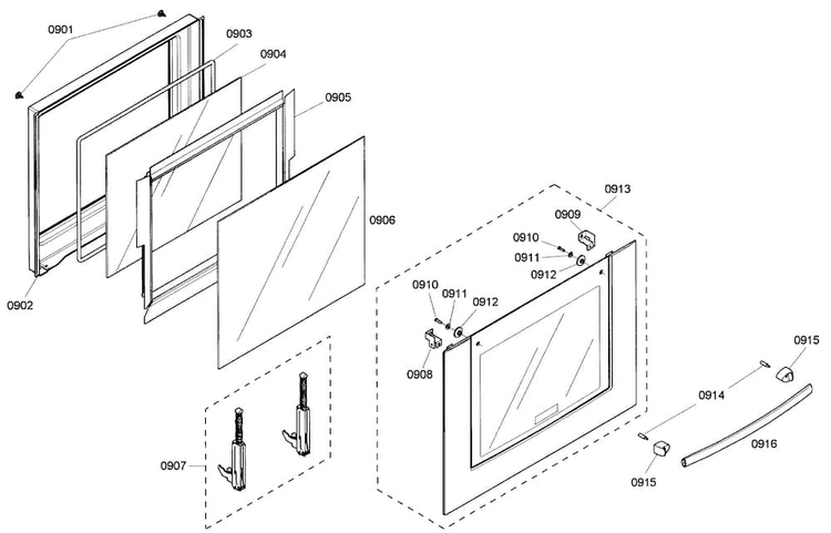 Oven Door Diagram and Parts List for HBL5720UC 02 Bosch Microwave