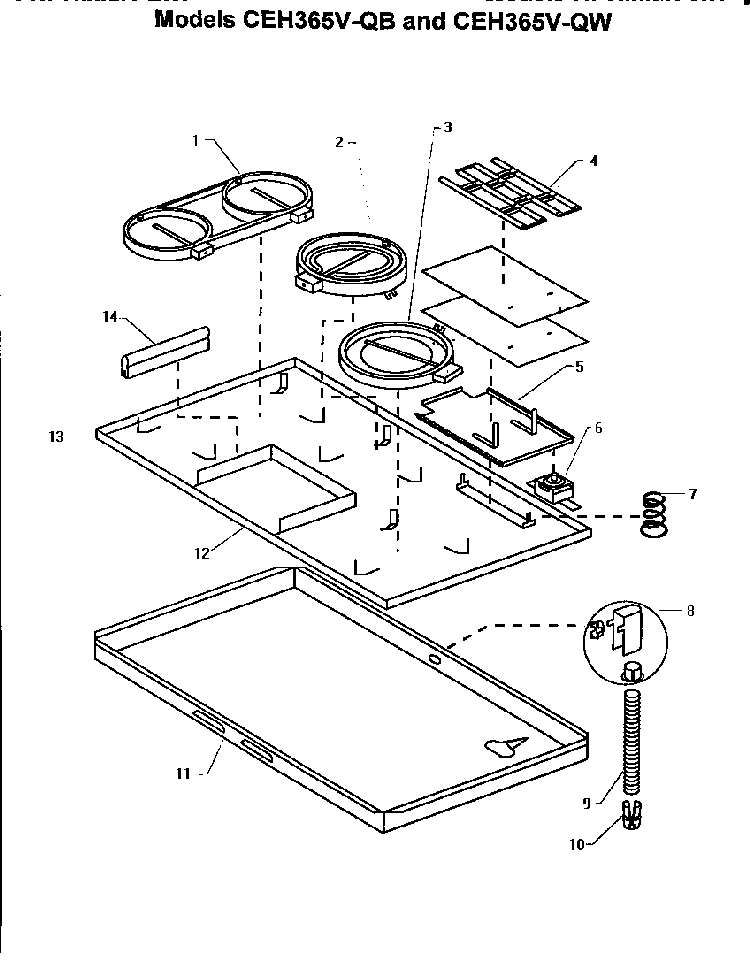 Models Ceh365v-qb And Ceh365v-qw Diagram and Parts List for CEH365Q  Thermador Cooktop