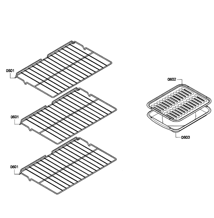 Shelfs Diagram and Parts List for HBL3450UC 06 Bosch Wall Oven