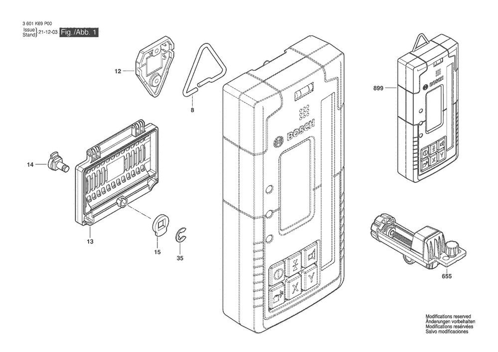 Section 1 Diagram and Parts List for 3601K69P10  Bosch Miscellaneous