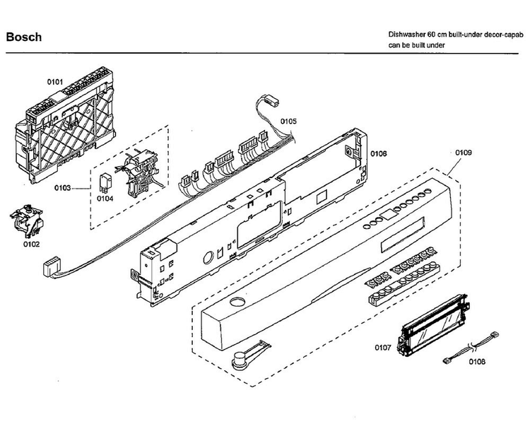 Control Panel Diagram and Parts List for SHE66C02UC 38 Bosch Dishwasher
