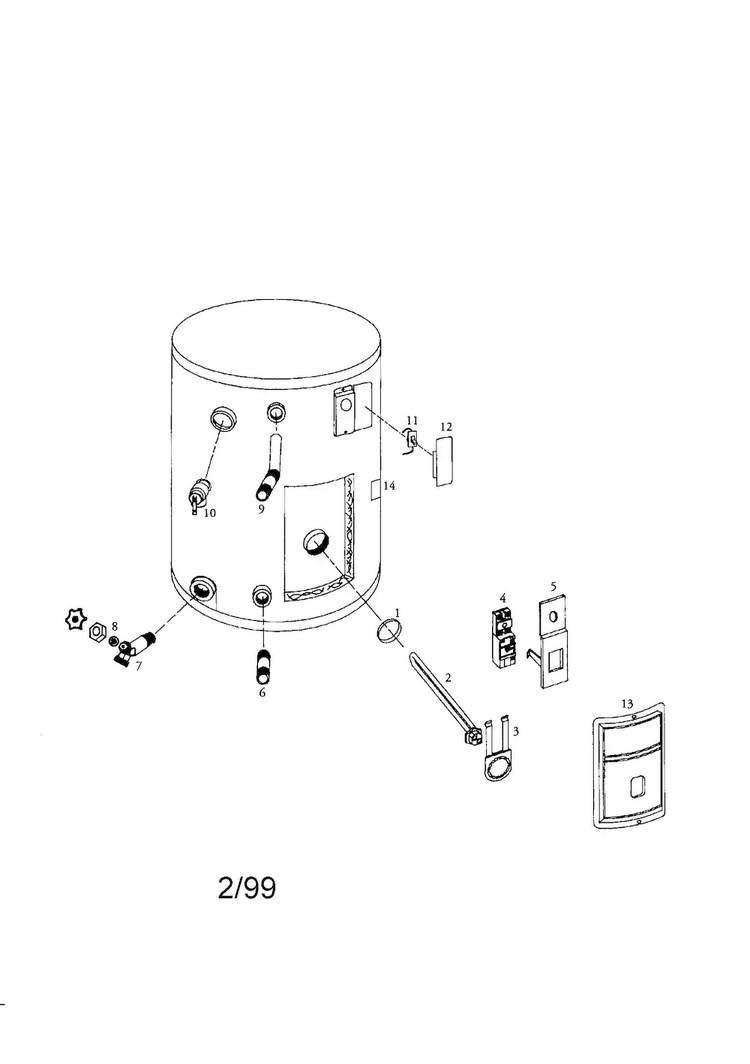 Compact 20 Gallon Tall, 30 Gal. 240 V Diagram and Parts List for 153327032  Kenmore Water Heater