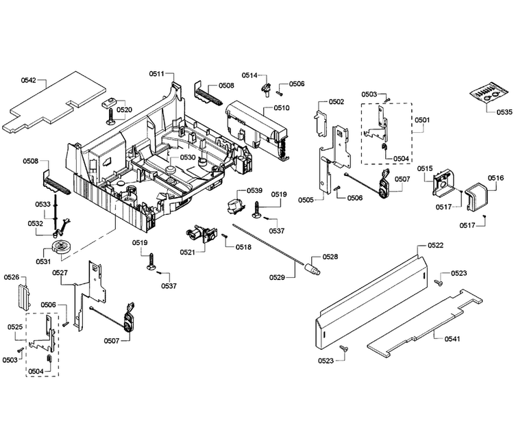 Base Assy Diagram and Parts List for SHE68R52UC 69 Bosch Dishwasher