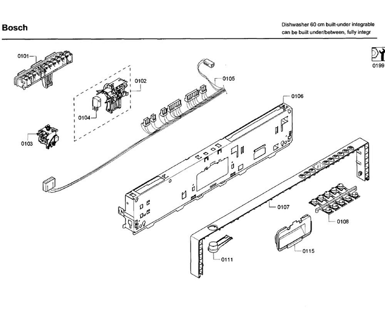 Control Panel Diagram and Parts List for SHV68R53UC 69 Bosch Dishwasher