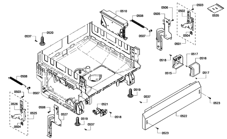 Base Assy Diagram and Parts List for SHX4AP02UC 53 Bosch Dishwasher