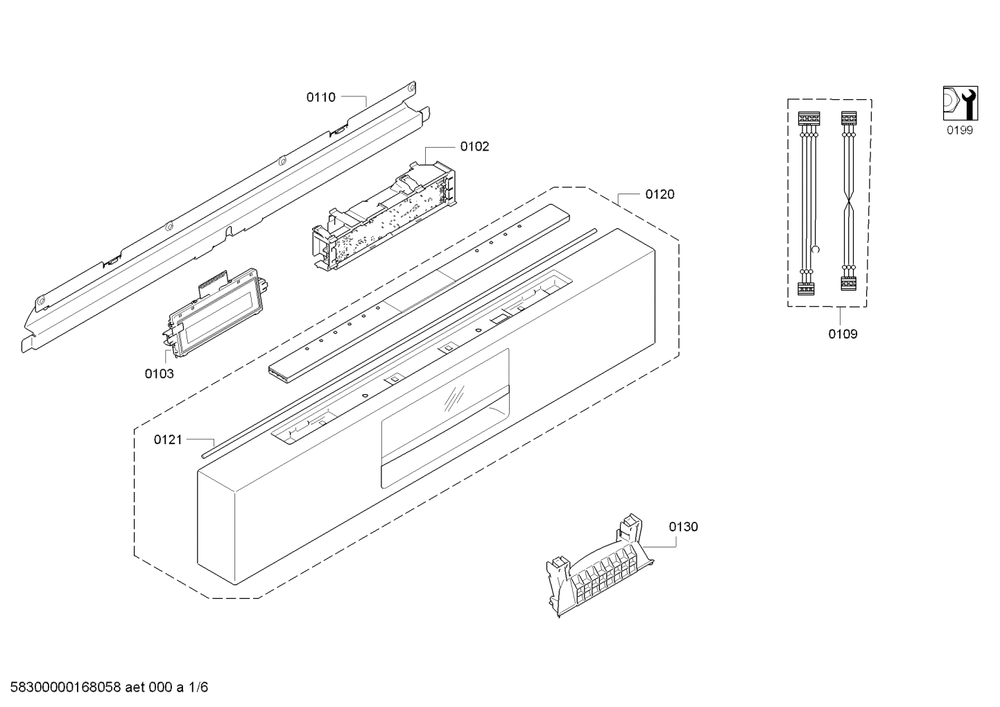Diagram 1 Diagram and Parts List for SHE9ER55UC-50  Bosch Dishwasher