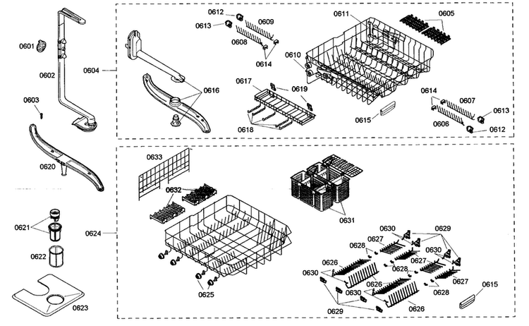 Rack Assy Diagram and Parts List for SHE66C06UC 46 Bosch Dishwasher