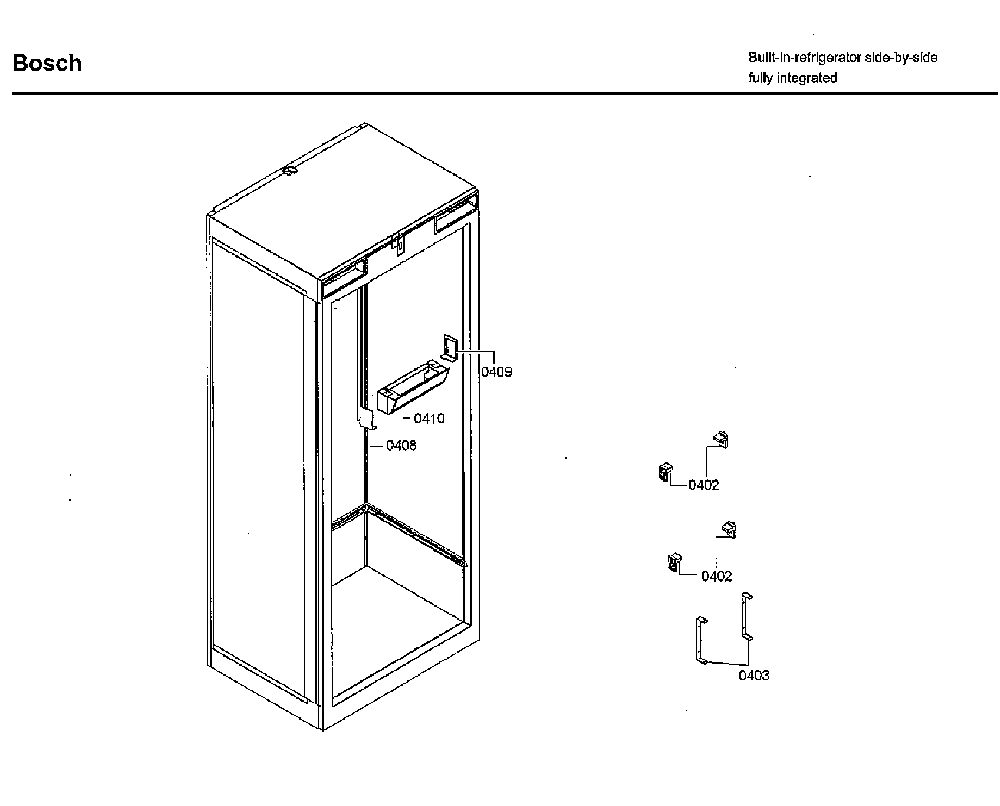 Cabinet Diagram and Parts List for B30IR800SP 02 Bosch Refrigerator