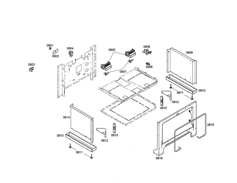 Cooling Fan/Panels Diagram and Parts List for PDR364GDZS 02 Thermador Range