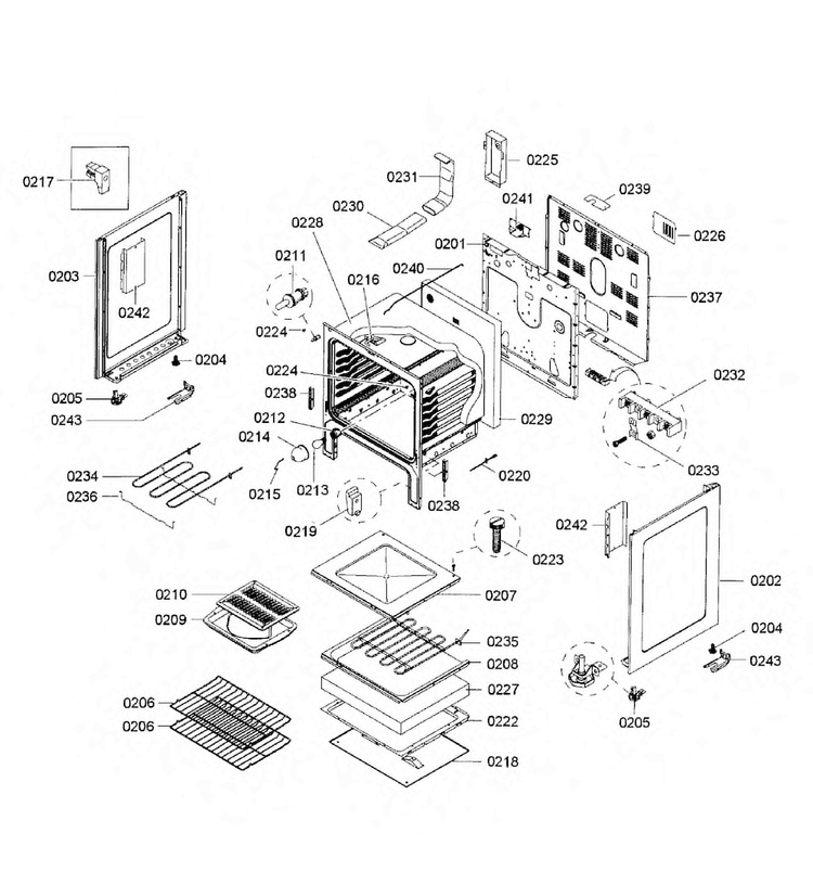 Oven Assy Diagram and Parts List for HES3053U 02 Bosch Range