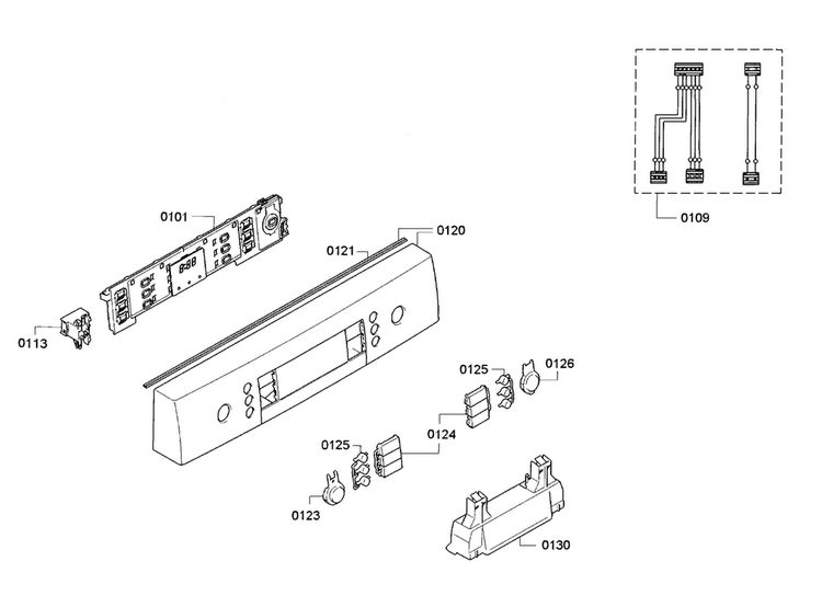 Control Panel Diagram and Parts List for SPE5ES55UC 26 Bosch Dishwasher