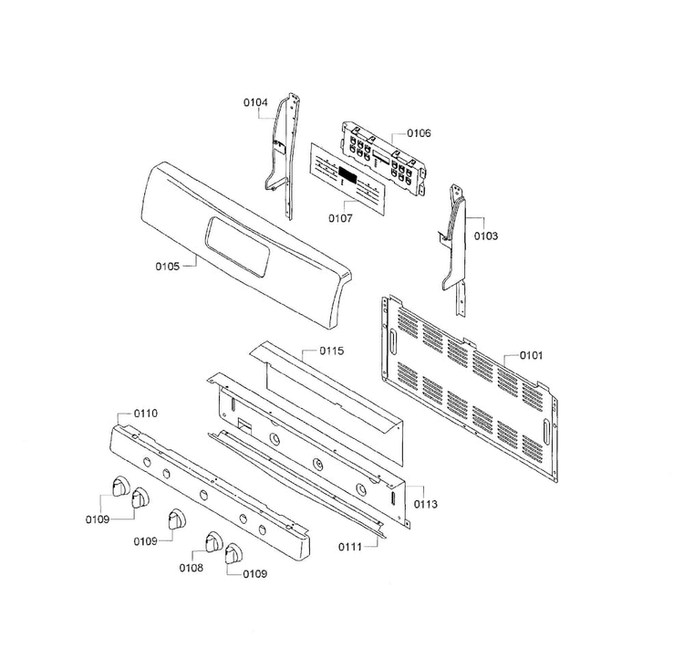 Control Panel Diagram and Parts List for HGS3023UC 10 Bosch Range
